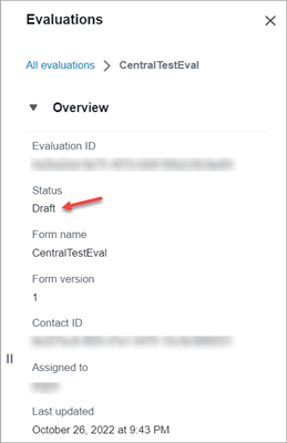 Der Bereich „Bewertungen“, der auf „Entwurf“ festgelegte Status einer Bewertung