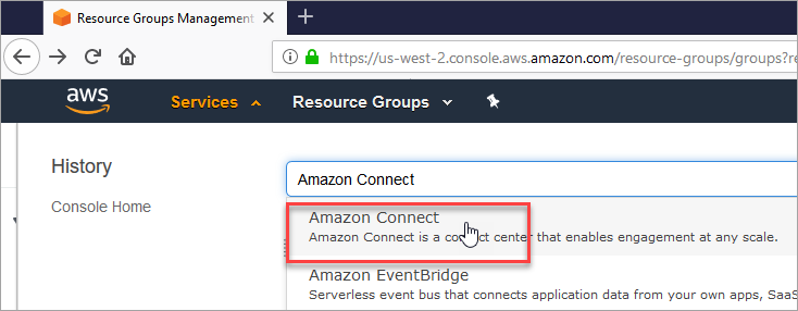 Klicken Sie in das Suchfeld in der Dropdownliste der Ergebnisse auf Connect Customer.