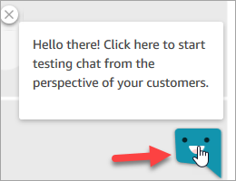 Die Seite „Chat testen“, die Chat-Blase.
