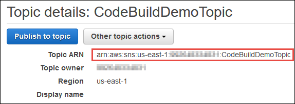 El valor del ARN del tema.
