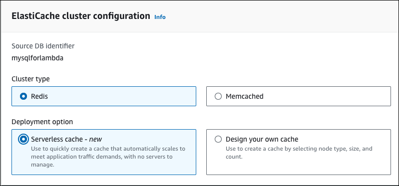 Type de cluster et sélection des options de déploiement.