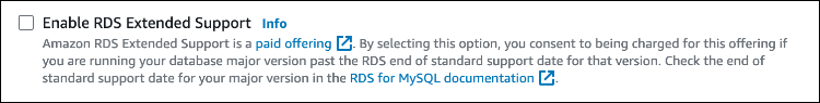 Le paramètre Activer le support étendu RDS dans la section Options de moteur.