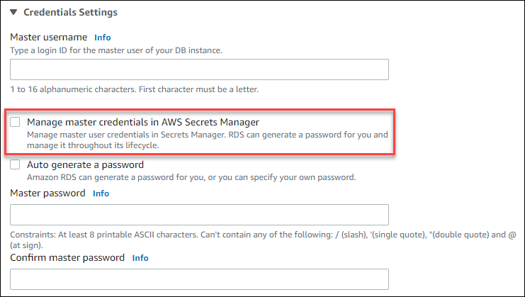 Gérez les informations d'identification principales dans AWS Secrets Manager.