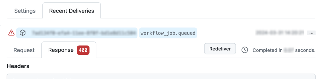 Tanggapan atau pesan kesalahan dikembalikan dari CodeBuild.