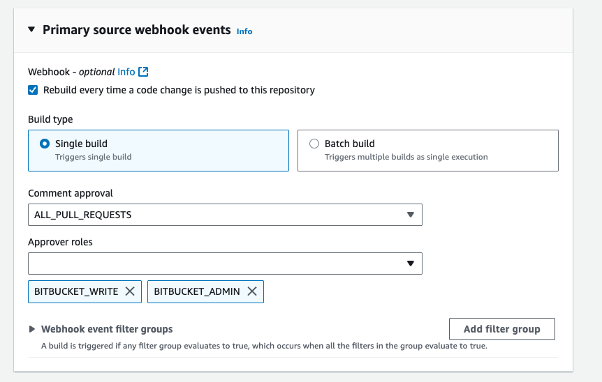 Konsol acara webhook sumber utama dengan persetujuan komentar.