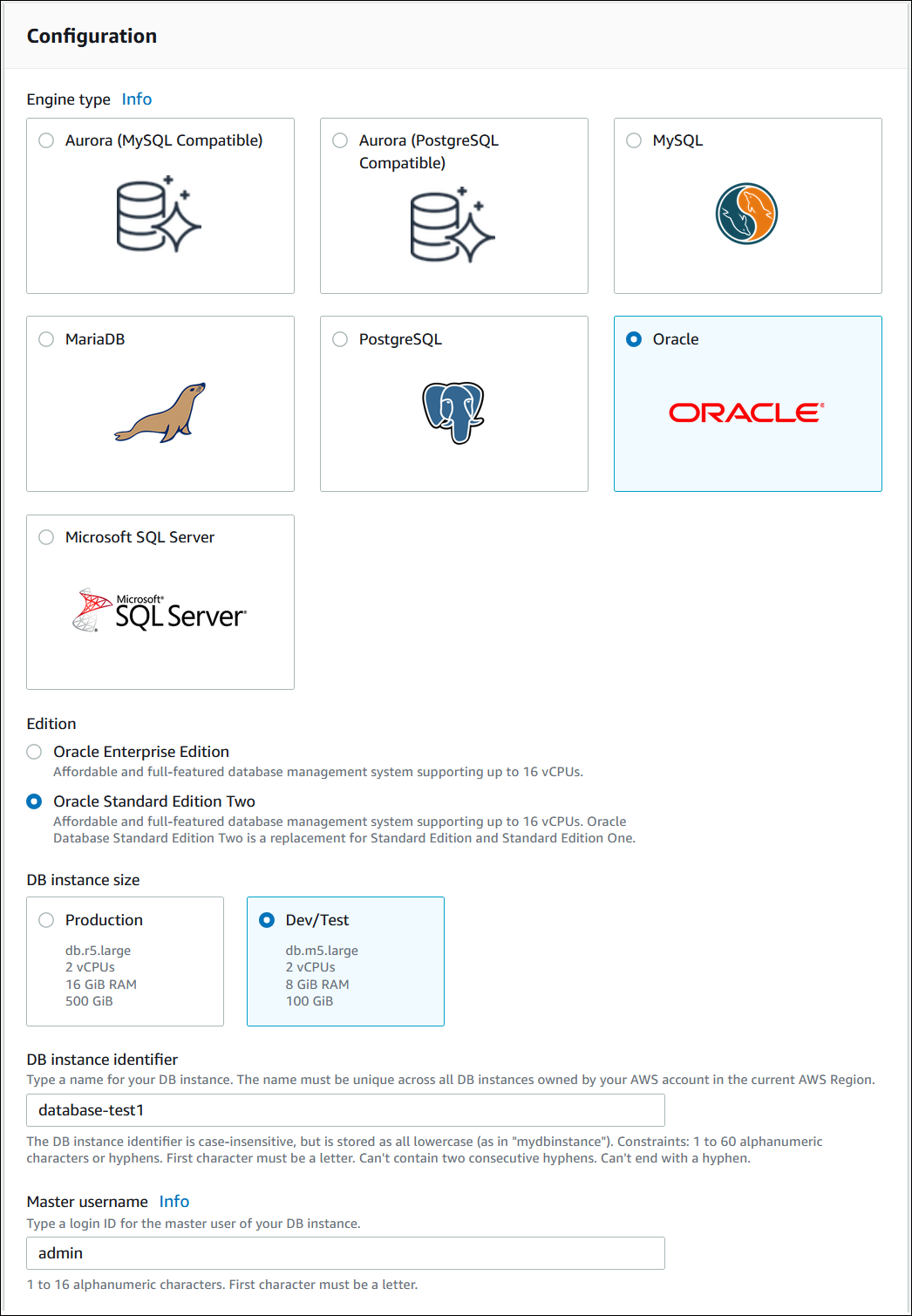 Pagina Crea database.